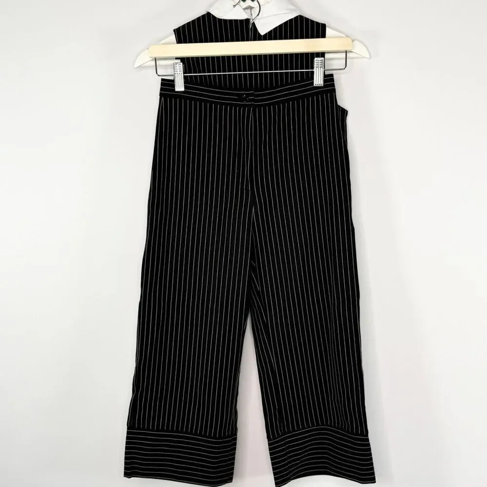 Balera Sleeveless Pin Stripe Top With Collar and Matching Pin Stripe Pants Style